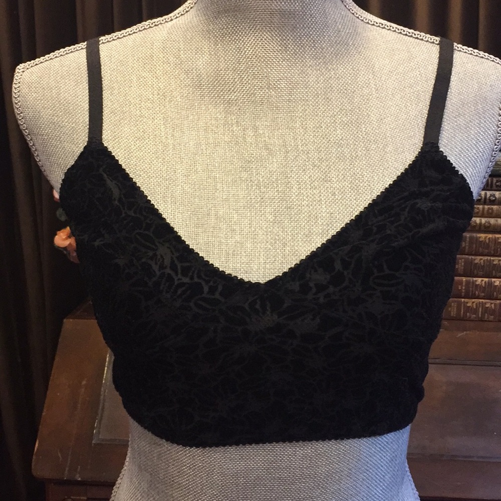 SOLD black velvet bandeau/cropped bustier